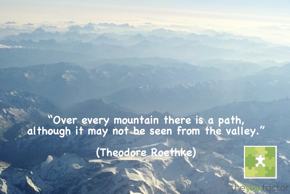 Theodore Roethke quote Theodore Roethke: Over every mountain there is a path, although it may not be seen from the valley.