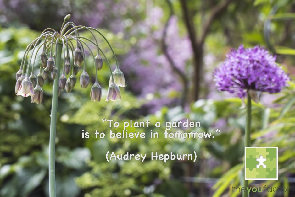 Quote Audrey Hepburn: to plant a garden is to believe in tomorrow.
